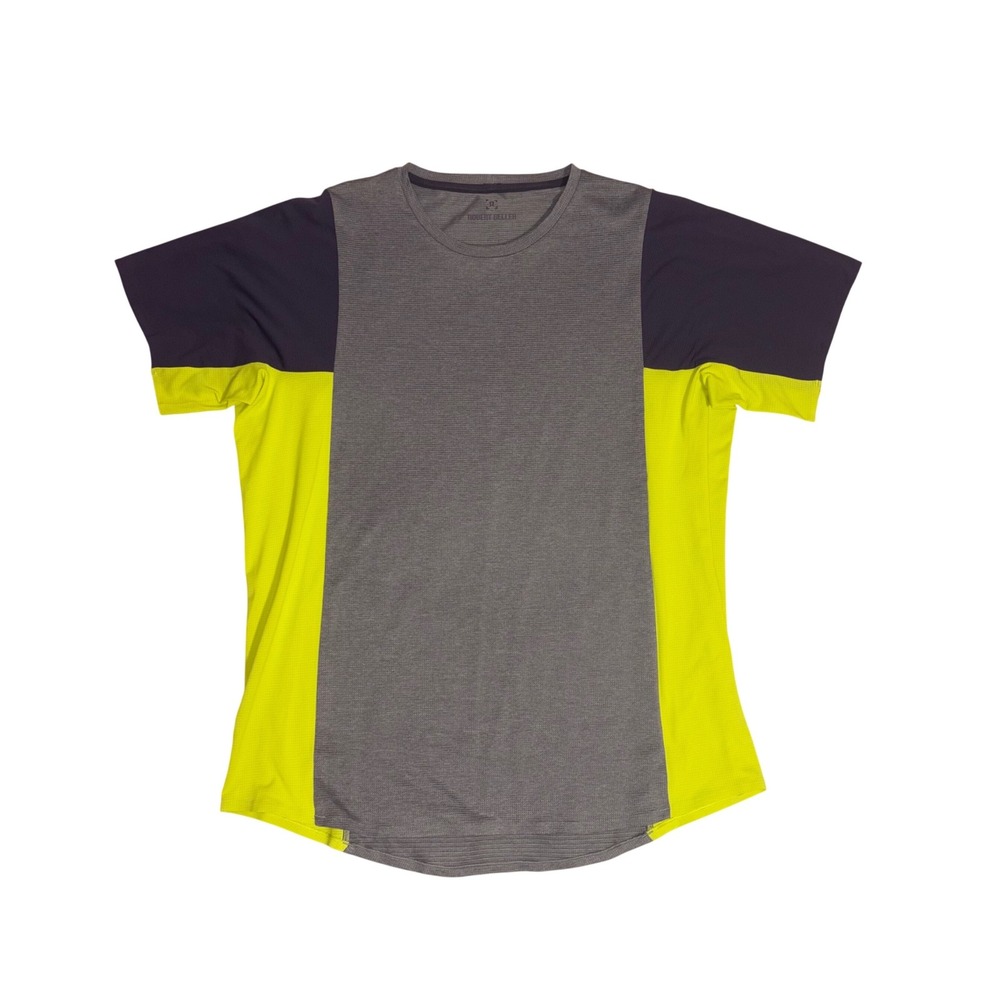 LULULEMON X ROBERT GELLER Shirt Mens XL Grey Yellow Take The Moment Tee